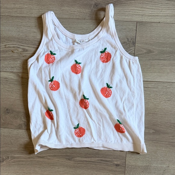 LOFT Tops - LOFT White Tank Top with Orange Fruit Embroidery
